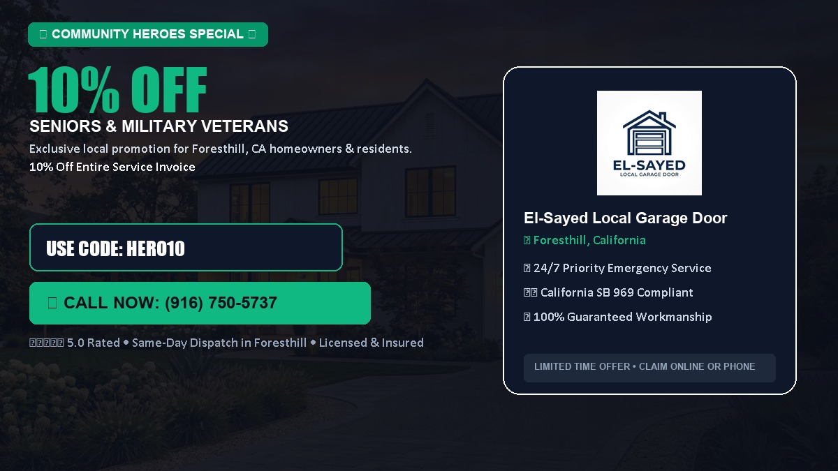 10% OFF Senior Citizens (65+) & Military / Veteran Community Discount in Foresthill, CA